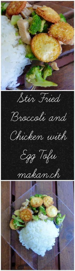 Stir Fried Broccoli and Chicken with Egg Tofu