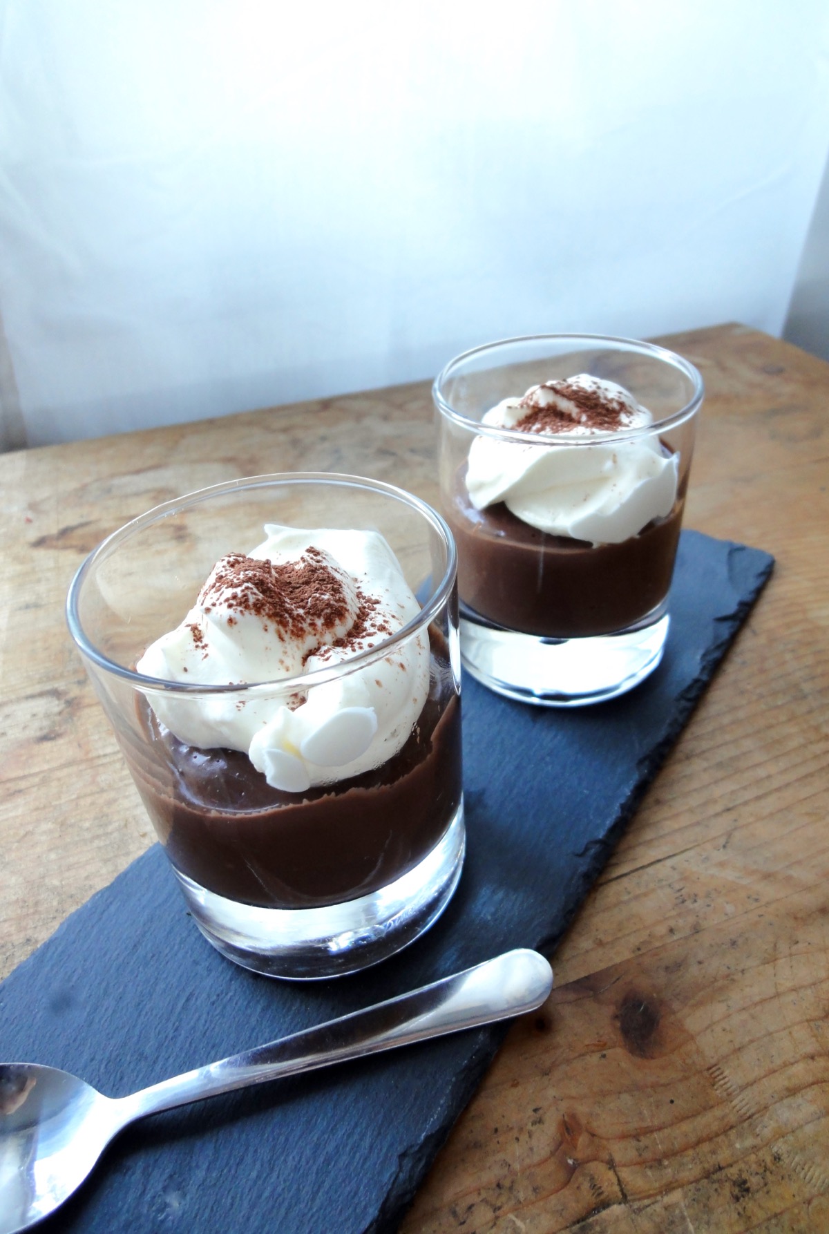 Simple Chocolate Pudding with Vanilla Whipped Cream